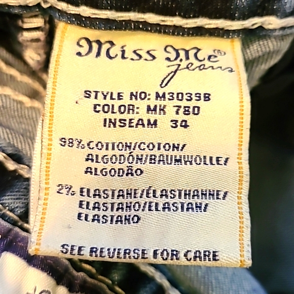 MISS ME JEANS WOMENS, GIRLS 30x27 BOOTCUT DISTRESSED FADED PRE-OWNED - Picture 6 of 7